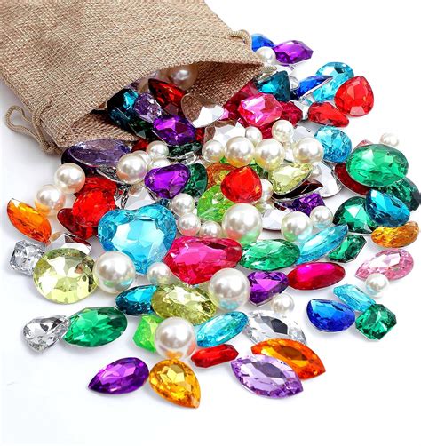 bag of fake jewels|115pcs Pirate Gems Fake Treasure Jewels with Pearls in Sack bag .